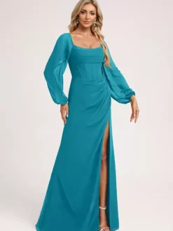 Robes de demoiselle d'honneur en mousseline de soie robe de bal longueur au sol robe de bal