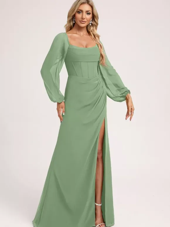 Robes de demoiselle d'honneur en mousseline de soie robe de bal longueur au sol robe de bal