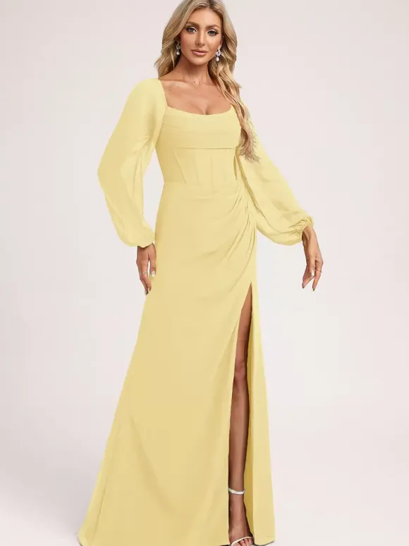 Robes de demoiselle d'honneur en mousseline de soie robe de bal longueur au sol robe de bal