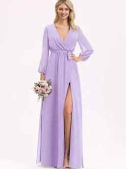 Robes de demoiselle d'honneur en mousseline de soie robe de bal longueur au sol robe de bal