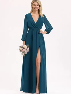 Robes de demoiselle d'honneur en mousseline de soie robe de bal longueur au sol robe de bal
