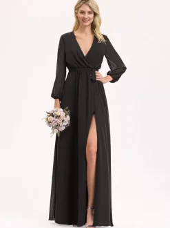 Robes de demoiselle d'honneur en mousseline de soie robe de bal longueur au sol robe de bal
