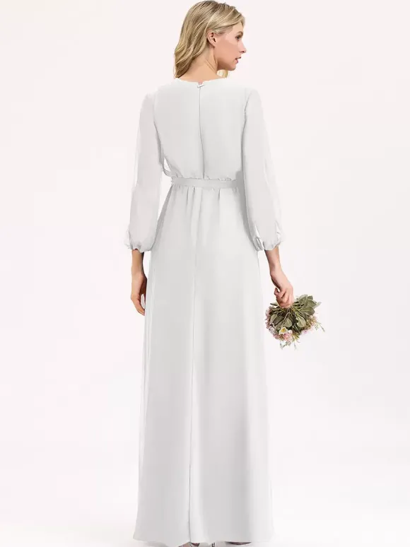 Robes de demoiselle d'honneur en mousseline de soie robe de bal longueur au sol robe de bal