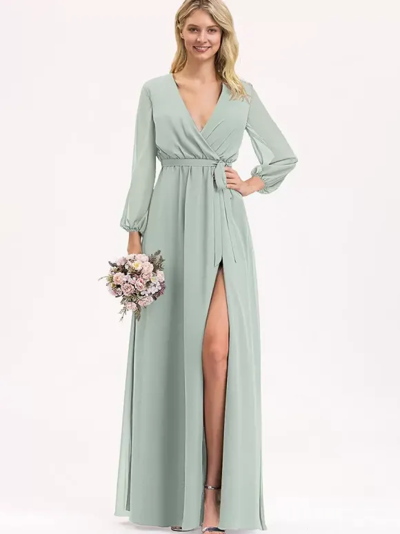 Robes de demoiselle d'honneur en mousseline de soie robe de bal longueur au sol robe de bal