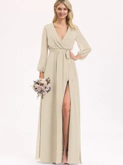Robes de demoiselle d'honneur en mousseline de soie robe de bal longueur au sol robe de bal