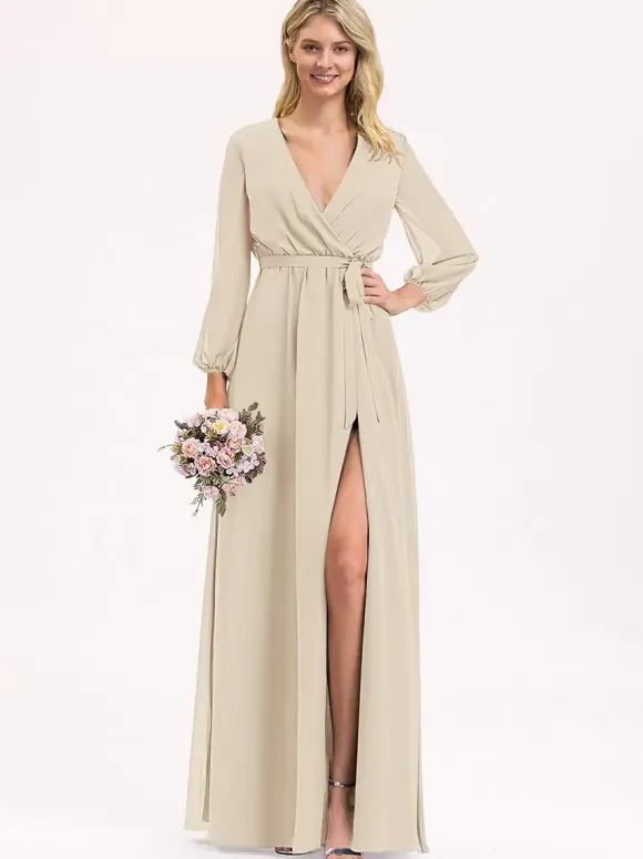 Robes de demoiselle d'honneur en mousseline de soie robe de bal longueur au sol robe de bal