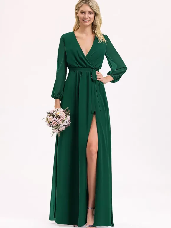 Robes de demoiselle d'honneur en mousseline de soie robe de bal longueur au sol robe de bal