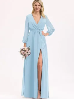 Robes de demoiselle d'honneur en mousseline de soie robe de bal longueur au sol robe de bal