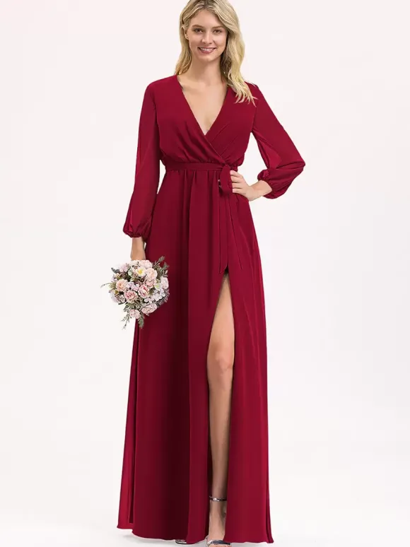 Robes de demoiselle d'honneur en mousseline de soie robe de bal longueur au sol robe de bal