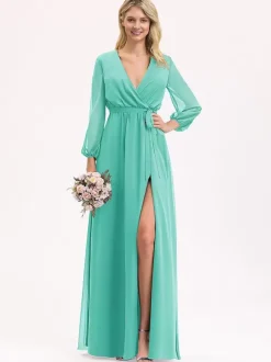 Robes de demoiselle d'honneur en mousseline de soie robe de bal longueur au sol robe de bal