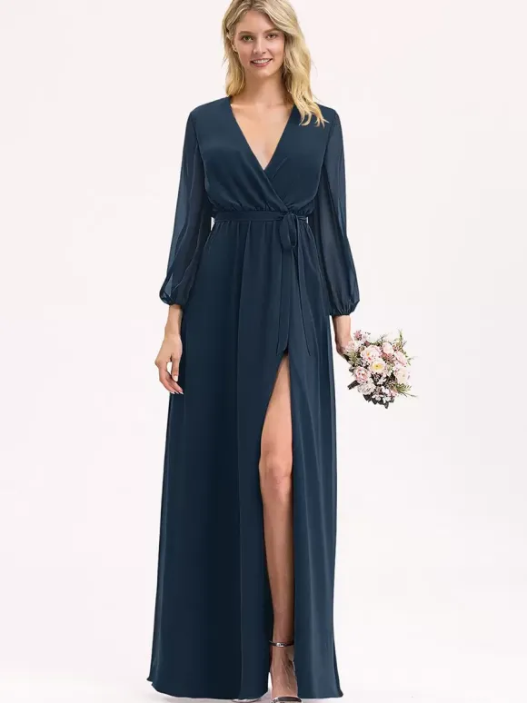 Robes de demoiselle d'honneur en mousseline de soie robe de bal longueur au sol robe de bal