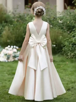 Robes de demoiselle d'honneur de mariage robes d'occasion spéciale bleu gris n艙uds sans manches
