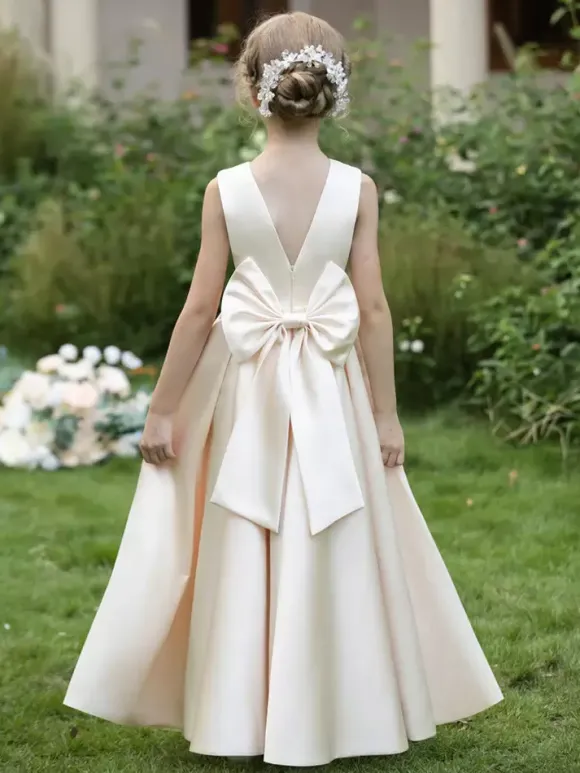 Robes de demoiselle d'honneur de mariage robes d'occasion spéciale bleu gris n艙uds sans manches