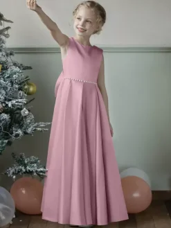 Robes de demoiselle d'honneur de mariage robes d'occasion spéciale bleu gris n艙uds sans manches