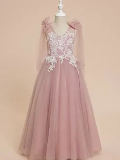 Robes de demoiselle d'honneur de mariage robes d'occasion spéciale n艙uds roses sans manches