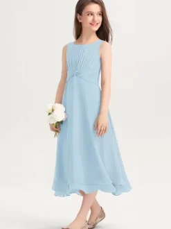 Robes de demoiselle d'honneur blanches Robes pour occasions spéciales Robes de demoiselle d'honneur violettes en mousseline de soie sans manches à col bijou