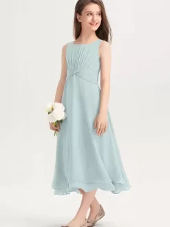 Robes de demoiselle d'honneur blanches Robes pour occasions spéciales Robes de demoiselle d'honneur violettes en mousseline de soie sans manches à col bijou