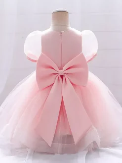 Robes de demoiselle d'honneur blanches robes d'occasion spéciale tissu en satin blanc manches courtes col bijou robes de demoiselle d'honneur