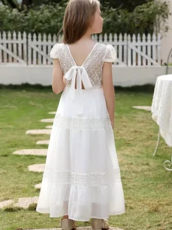 Robes de demoiselle d'honneur pour mariage jolies robes de demoiselle d'honneur pour enfants robe de soirée sociale à manches courtes en dentelle