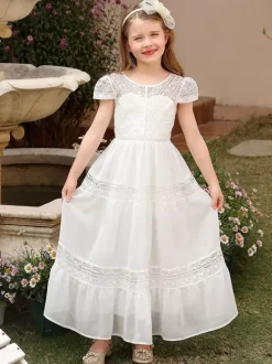 Robes de demoiselle d'honneur pour mariage jolies robes de demoiselle d'honneur pour enfants robe de soirée sociale à manches courtes en dentelle