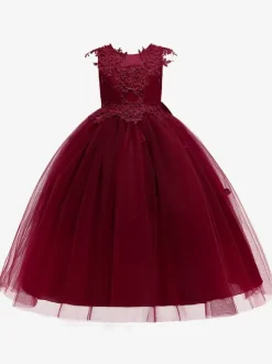 Robes de demoiselle d'honneur blanches robes d'occasion spéciale en Tulle rose sans manches col bijou robes de demoiselle d'honneur
