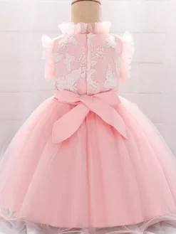 Robes de demoiselle d'honneur blanches robes d'occasion spéciale dentelle bleue sans manches col bijou robes de demoiselle d'honneur