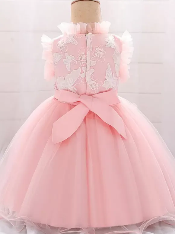 Robes de demoiselle d'honneur blanches robes d'occasion spéciale dentelle bleue sans manches col bijou robes de demoiselle d'honneur