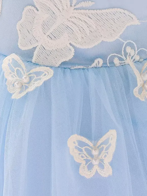 Robes de demoiselle d'honneur blanches robes d'occasion spéciale dentelle bleue sans manches col bijou robes de demoiselle d'honneur