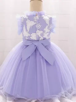 Robes de demoiselle d'honneur blanches robes d'occasion spéciale dentelle bleue sans manches col bijou robes de demoiselle d'honneur