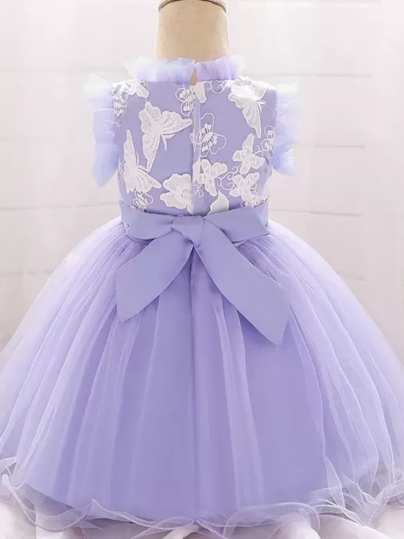 Robes de demoiselle d'honneur blanches robes d'occasion spéciale dentelle bleue sans manches col bijou robes de demoiselle d'honneur