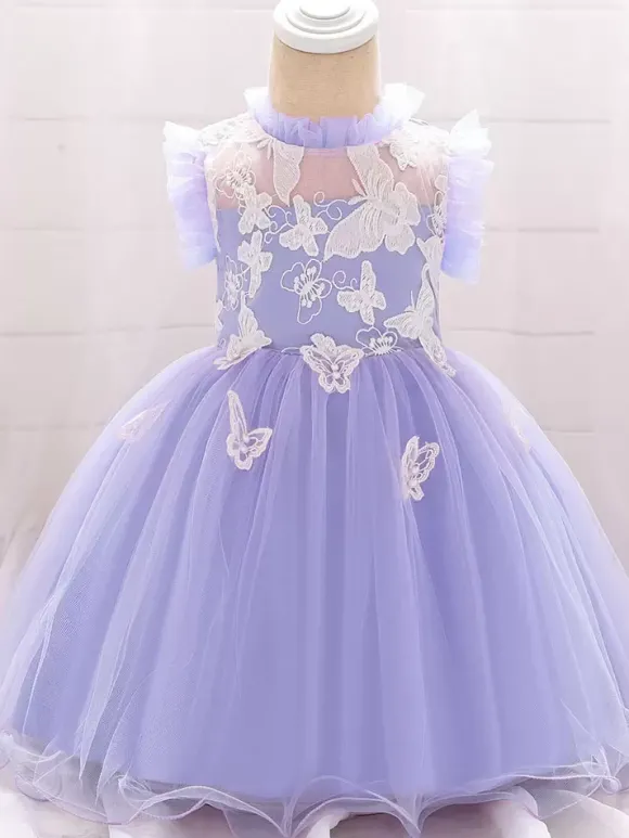 Robes de demoiselle d'honneur blanches robes d'occasion spéciale dentelle bleue sans manches col bijou robes de demoiselle d'honneur