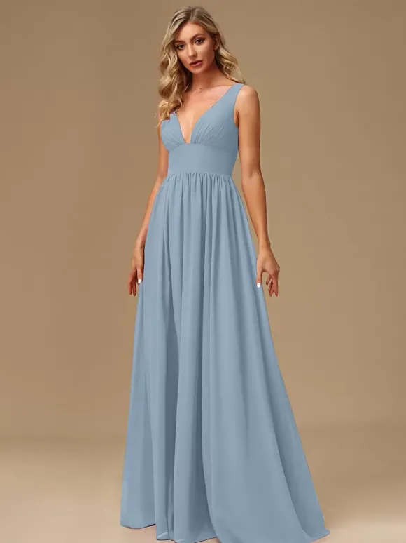 Robes de demoiselle d'honneur robe de bal longueur au sol fermeture éclair en mousseline de soie robe de bal