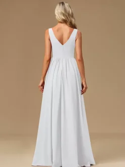 Robes de demoiselle d'honneur robe de bal longueur au sol fermeture éclair en mousseline de soie robe de bal
