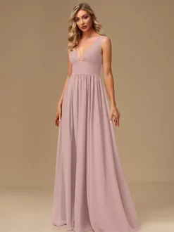 Robes de demoiselle d'honneur robe de bal longueur au sol fermeture éclair en mousseline de soie robe de bal