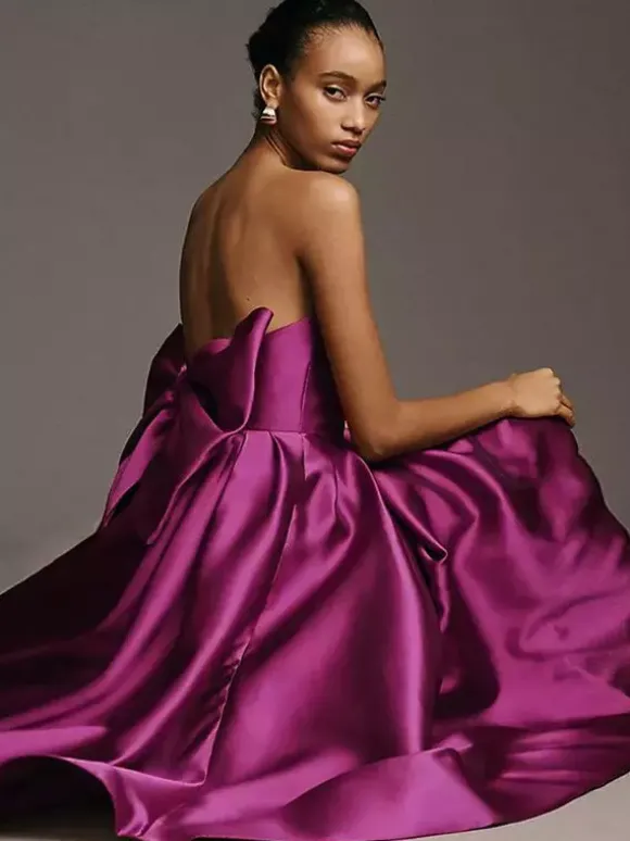 Robes de demoiselle d'honneur en tissu satiné ligne a longueur au sol robe de soirée de mariage