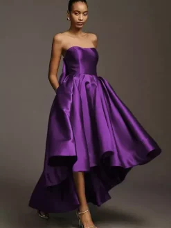 Robes de demoiselle d'honneur en tissu satiné ligne a longueur au sol robe de soirée de mariage