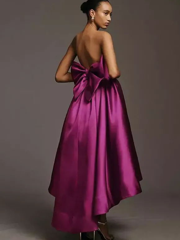 Robes de demoiselle d'honneur en tissu satiné ligne a longueur au sol robe de soirée de mariage