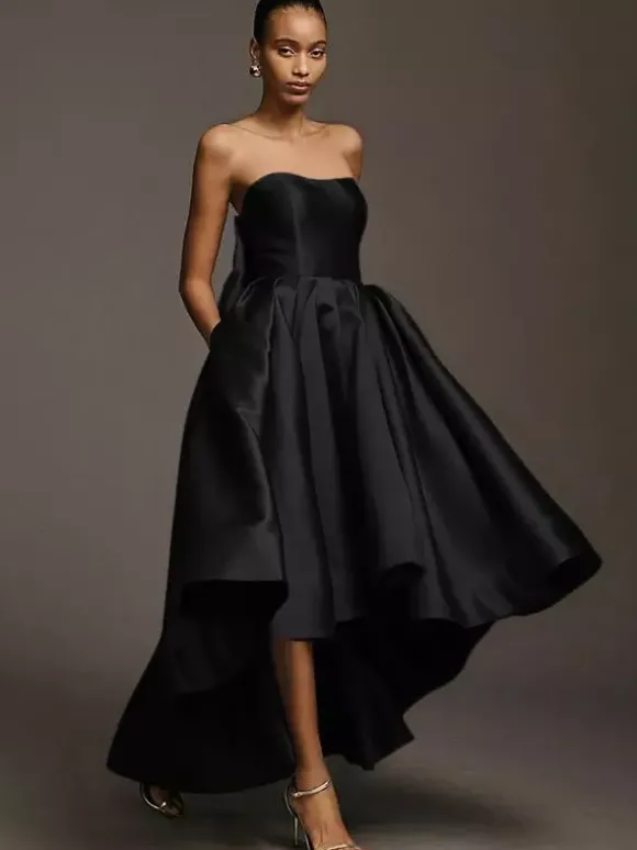 Robes de demoiselle d'honneur en tissu satiné ligne a longueur au sol robe de soirée de mariage