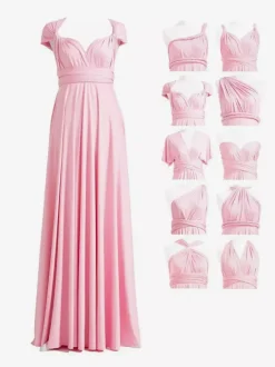 Robes de demoiselle d'honneur en mousseline coupe trapèze longueur au sol robes de soirée