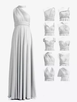 Robes de demoiselle d'honneur en mousseline coupe trapèze longueur au sol robes de soirée