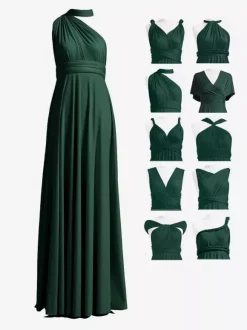 Robes de demoiselle d'honneur en mousseline coupe trapèze longueur au sol robes de soirée