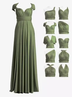 Robes de demoiselle d'honneur en mousseline coupe trapèze longueur au sol robes de soirée