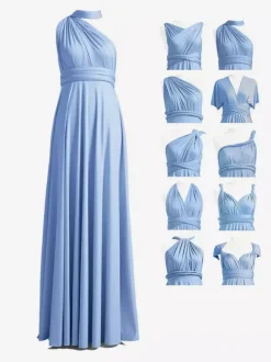 Robes de demoiselle d'honneur en mousseline coupe trapèze longueur au sol robes de soirée