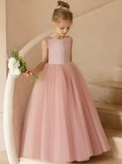 Robes de demoiselle d'honneur de mariage robes d'occasion spéciale n艙uds roses sans manches