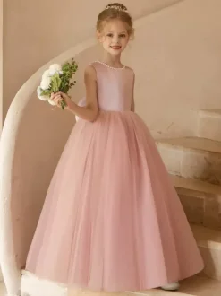 Robes de demoiselle d'honneur de mariage robes d'occasion spéciale n艙uds roses sans manches