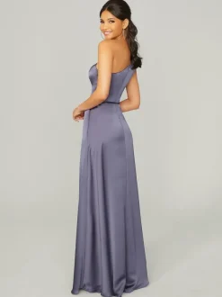 Robes de demoiselle d'honneur en tissu satiné ligne a longueur au sol robe de soirée de mariage