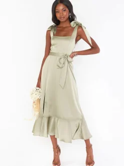 Robes de demoiselle d'honneur à bretelle jupe fendue