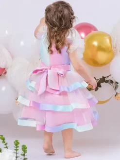 Robes de demoiselle d'honneur blanches robes d'occasion spéciale dentelle rose manches courtes col bijou robes de demoiselle d'honneur