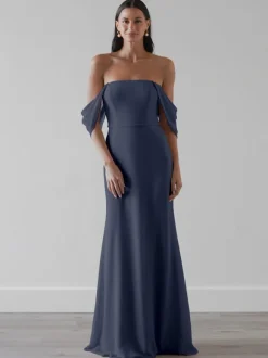 Robes de demoiselle d'honneur Robe de bal trapèze en mousseline de soie longueur au sol