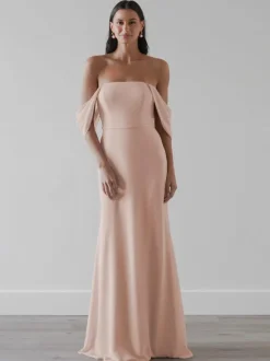 Robes de demoiselle d'honneur Robe de bal trapèze en mousseline de soie longueur au sol